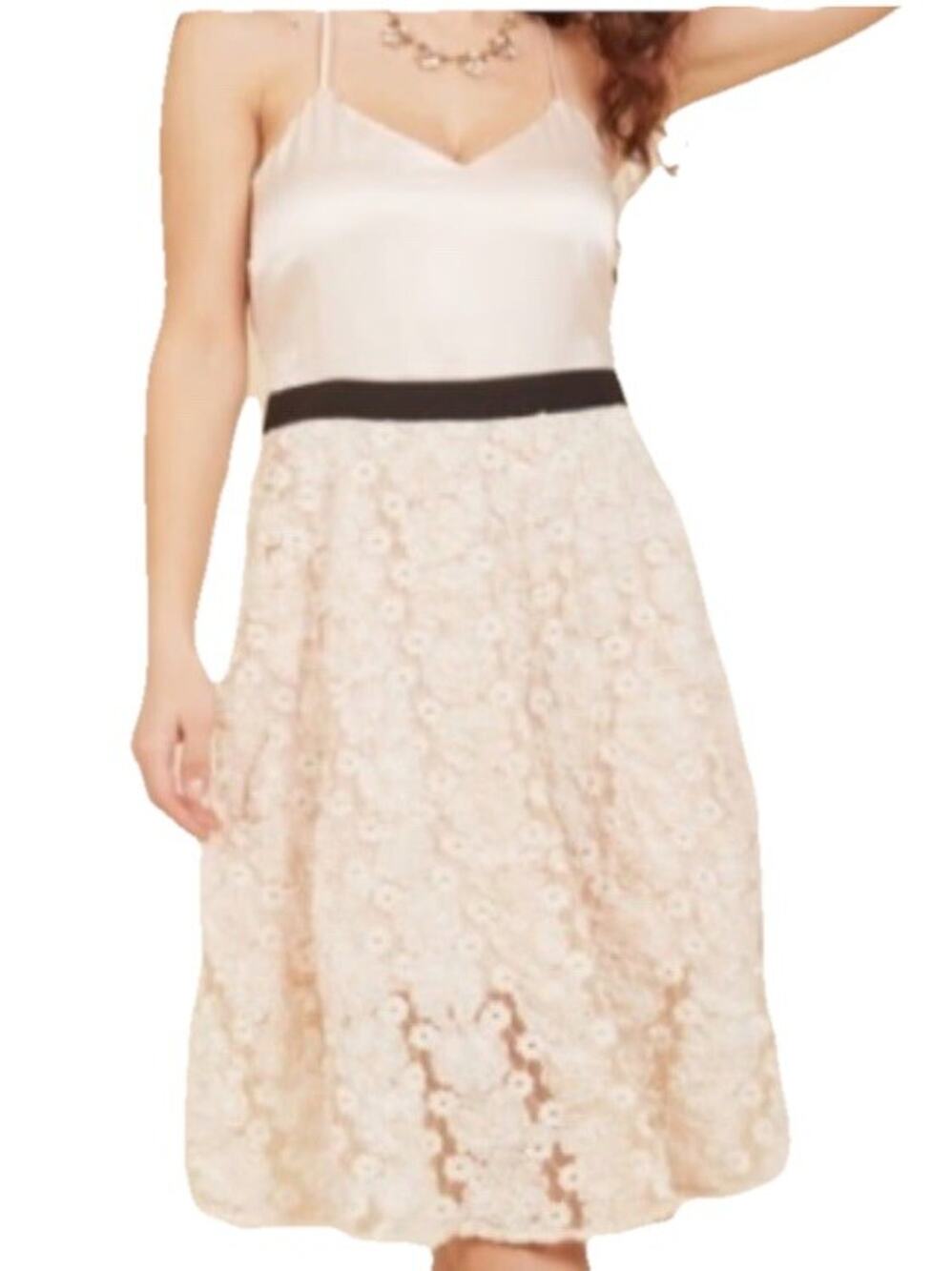 English Factory Sz L Satin Lace Mesh Skirt Midi Dress Blush Pink Coquette Y2K